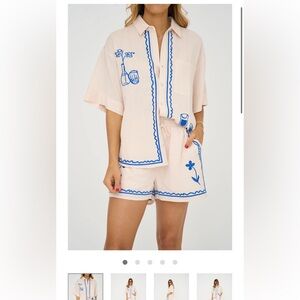 Italia Embroidered Short Set